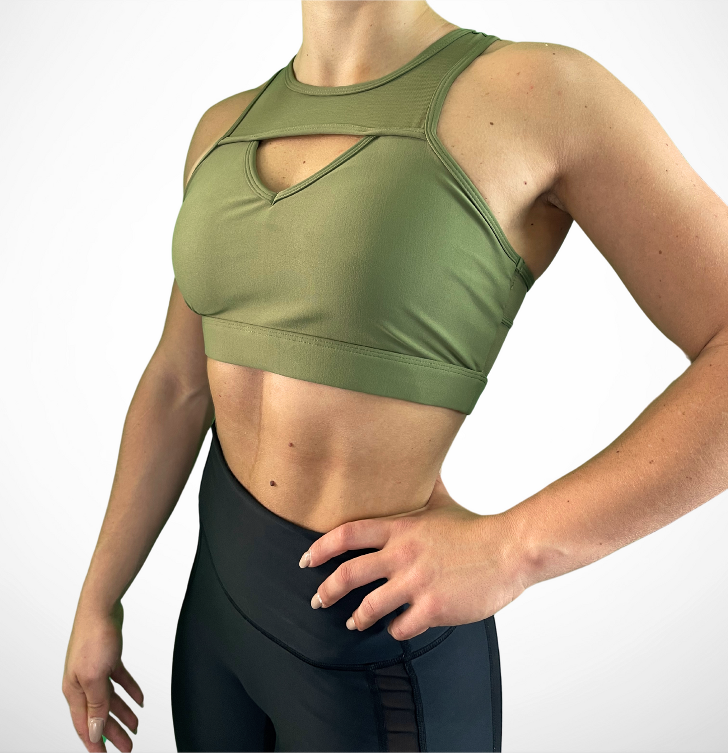 SISU I TOP PALESTRA MILITARY GREEN REGGISENO SPORTIVO FLEXIVEL