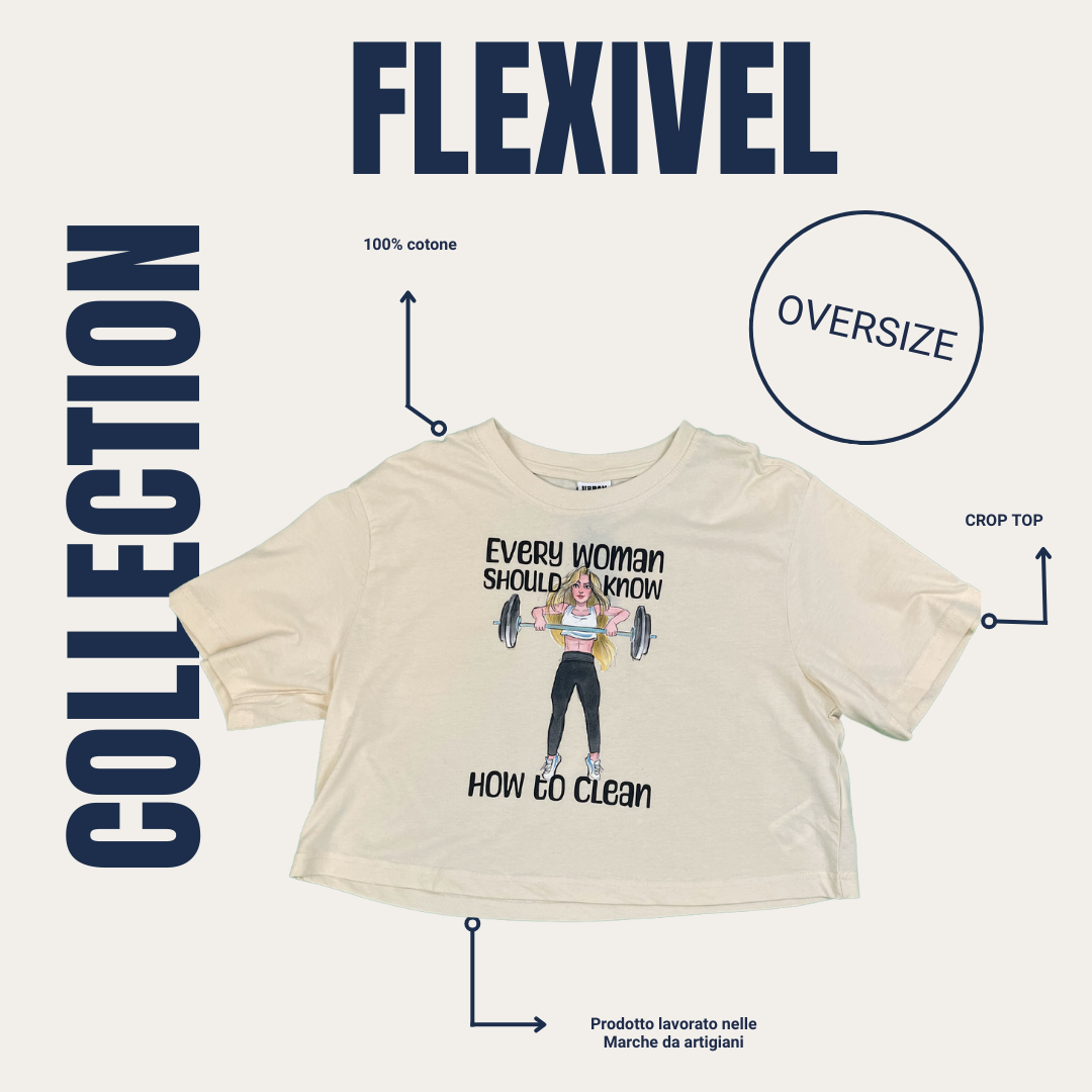 Crop top palestra Flexivel oversize con stampa divertente e design in cotone