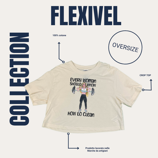Crop top palestra Flexivel oversize con stampa divertente e design in cotone